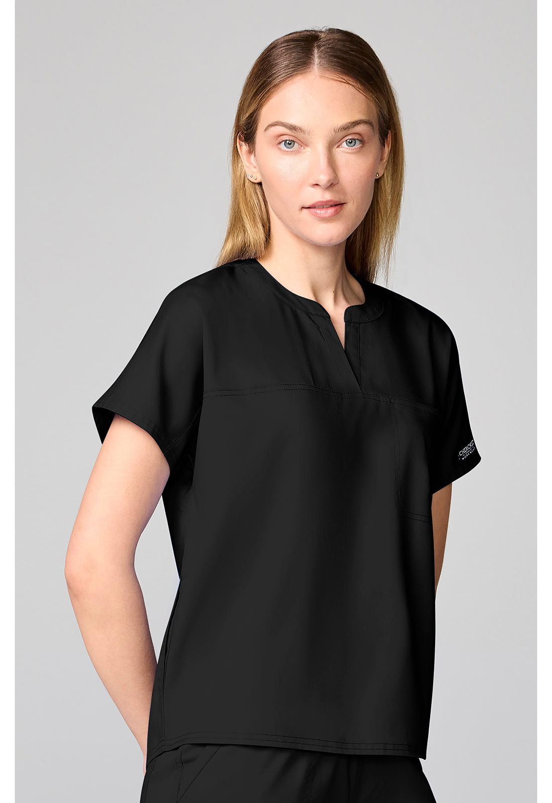 Workwear Revolution CK00038 Women's Mandarin Collar Scrub Top Black