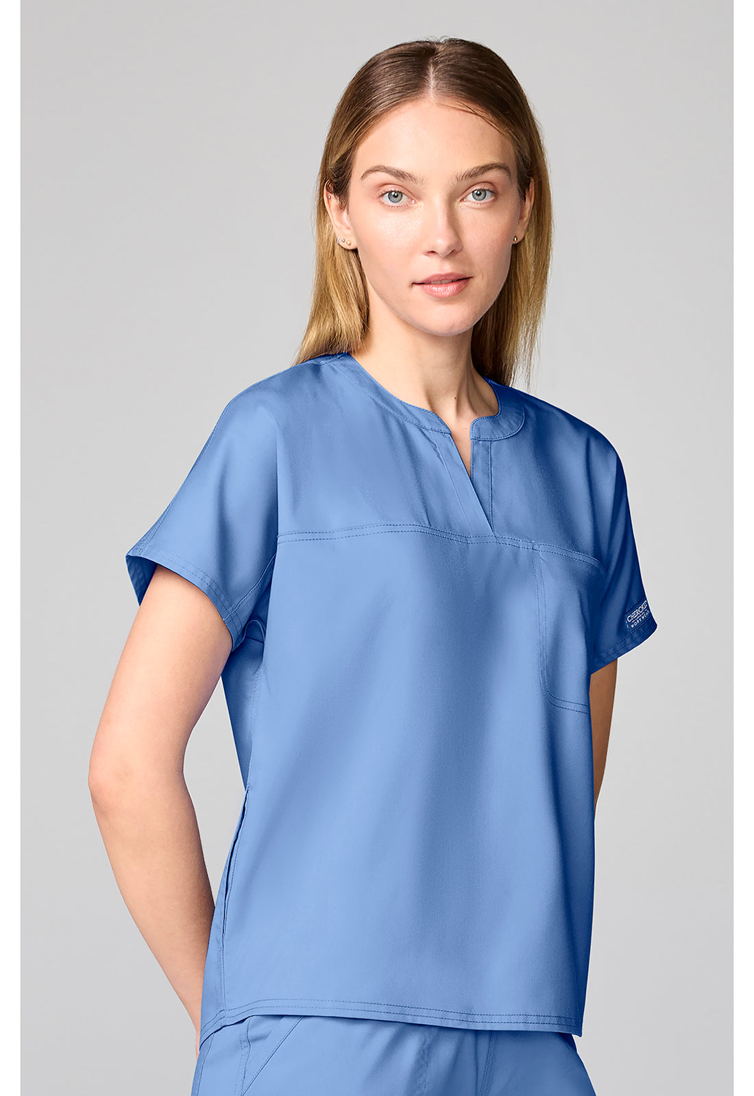 Workwear Revolution CK00038 Women's Mandarin Collar Scrub Top Ciel Blue