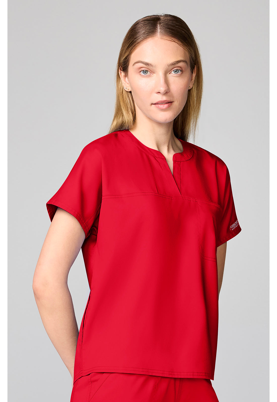 Workwear Revolution CK00038 Women's Mandarin Collar Scrub Top Sweet Paprika