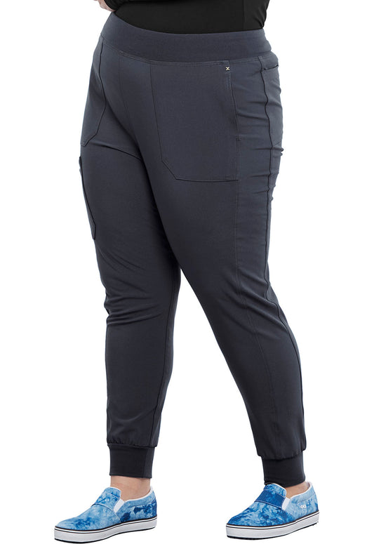 iFlex CK011 Mid Rise Jogger Pewter Model Image Right Side | Cherokee