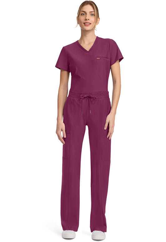 Form CK026 Women's 5-Pocket Trouser Leg Scrub Pants Wine