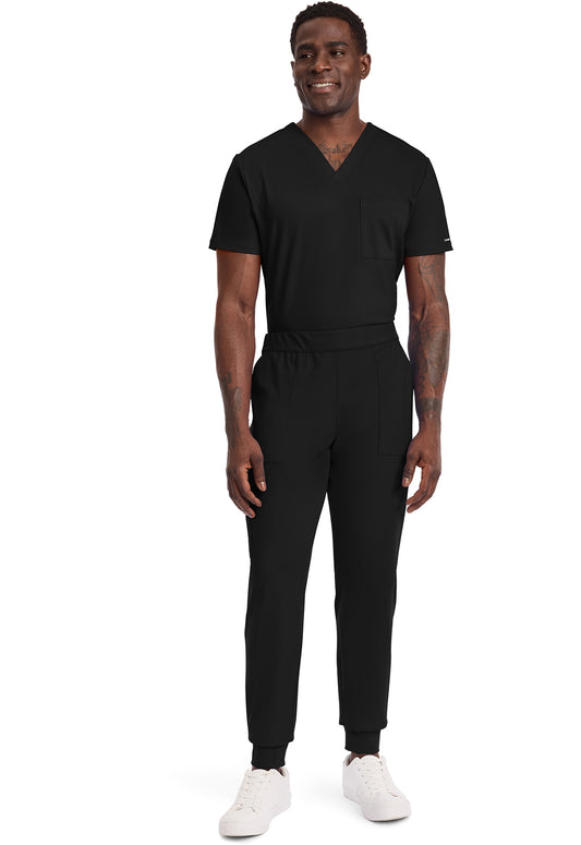 Achieve CK034 Men's 5-Pocket Jogger Scrub Pants Black