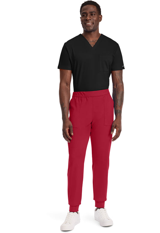 Achieve CK034 Men's 5-Pocket Jogger Scrub Pants Red