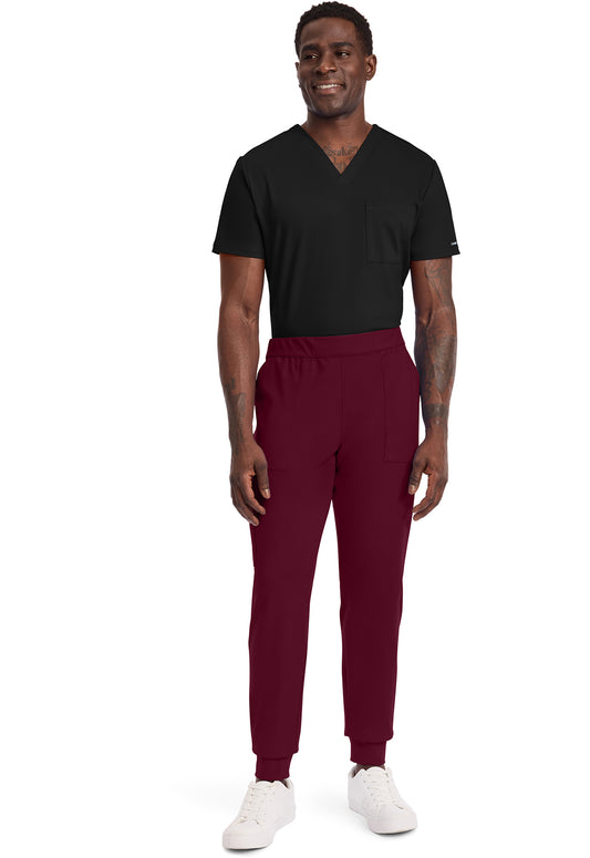 Achieve CK034 Men's 5-Pocket Jogger Scrub Pants Wine