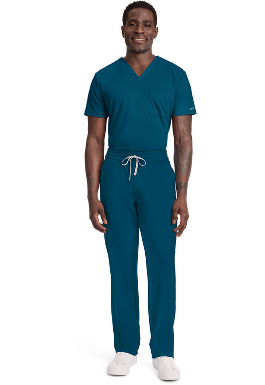 Achieve CK036 Men's 5-Pocket Straight Leg Scrub Pants Caribbean Blue
