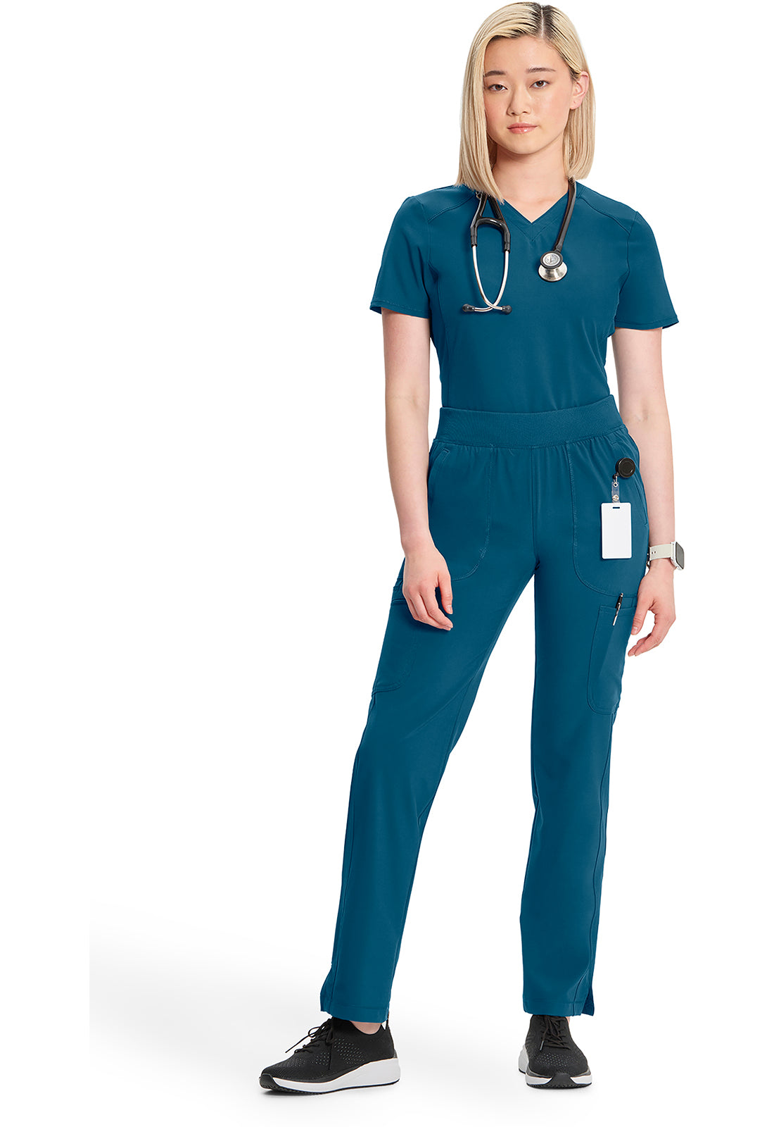 Infinity CK065A Women's Mid Rise Tapered Leg Pull-on Scrub Pants Caribbean Blue
