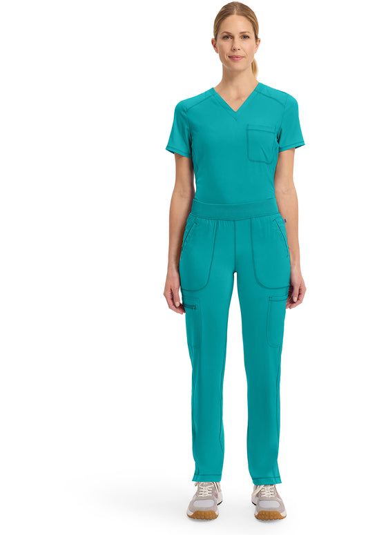 Infinity CK065A Women's Mid Rise Tapered Leg Pull-on Scrub Pants Teal Blue