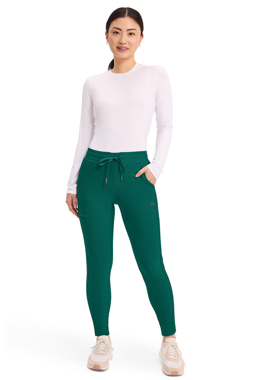 Form CK095 Women's Mid Rise Tapered Leg Drawstring Scrub Pants Hunter Green
