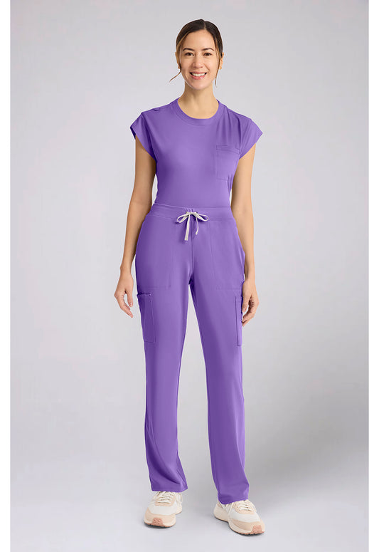 Achieve CK096 Women's 5-Pocket Straight Leg Scrub Pants Lilac Bloom