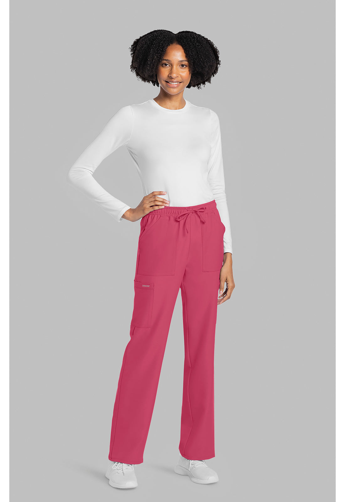 Workwear Originals Ultra CK272A Women's Mid Rise Drawstring Trouser Cargo Scrub Pants Rapture Rose