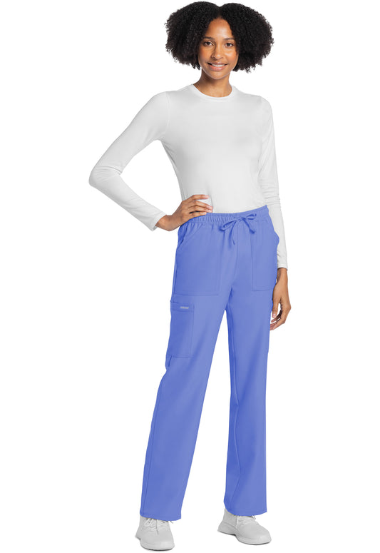 Workwear Originals Ultra CK272A Women's Mid Rise Drawstring Trouser Cargo Scrub Pants Ciel Blue