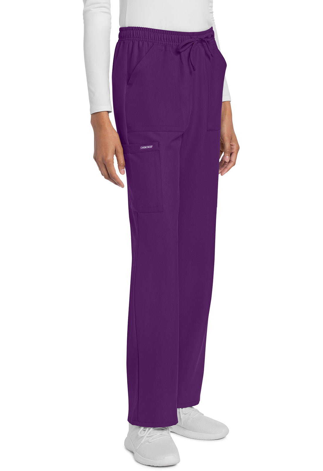 Workwear Originals Ultra CK272A Women's Mid Rise Drawstring Trouser Cargo Scrub Pants Eggplant