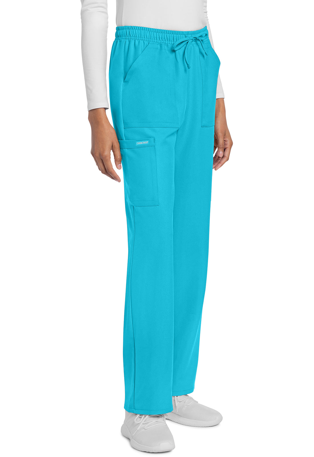 Workwear Originals Ultra CK272A Women's Mid Rise Drawstring Trouser Cargo Scrub Pants Turquoise