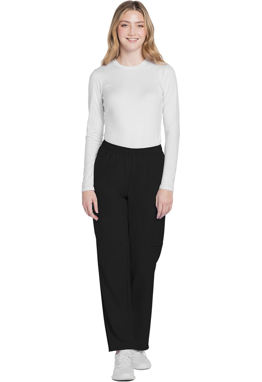 Workwear Originals Ultra CK281A Women's Mid Rise Pull-on Slim Leg Cargo Scrub Pants Black