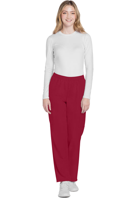 Workwear Originals Ultra CK281A Women's Mid Rise Pull-on Slim Leg Cargo Scrub Pants Red