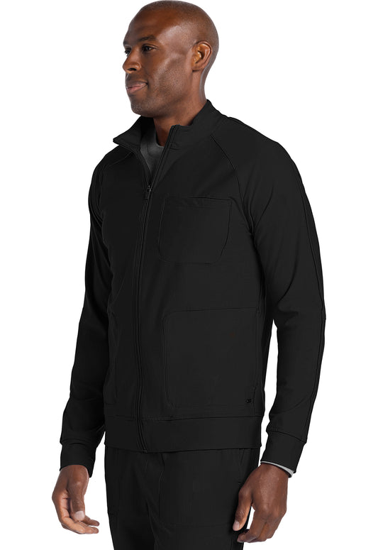 Form CK333 Men's Zip Front Jacket Black Model Image Right Side | Cherokee