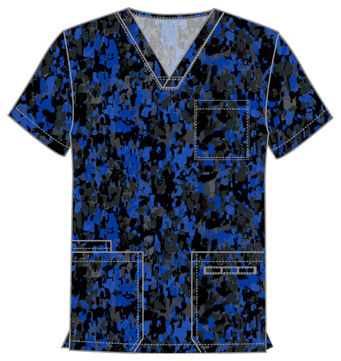 Cherokee Prints CK691 Unisex V-Neck Print Top Dabbling In Paint