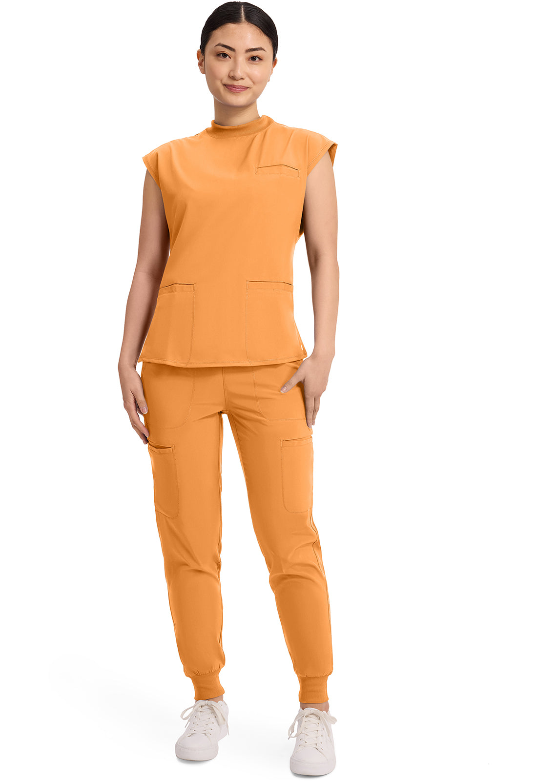 Classics CK742A Mock Neck Top Orange Sunrise