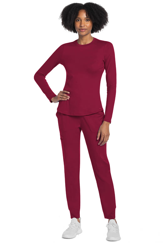 Basics CK773 Women's Long Sleeve Underscrub Knit Tee Red