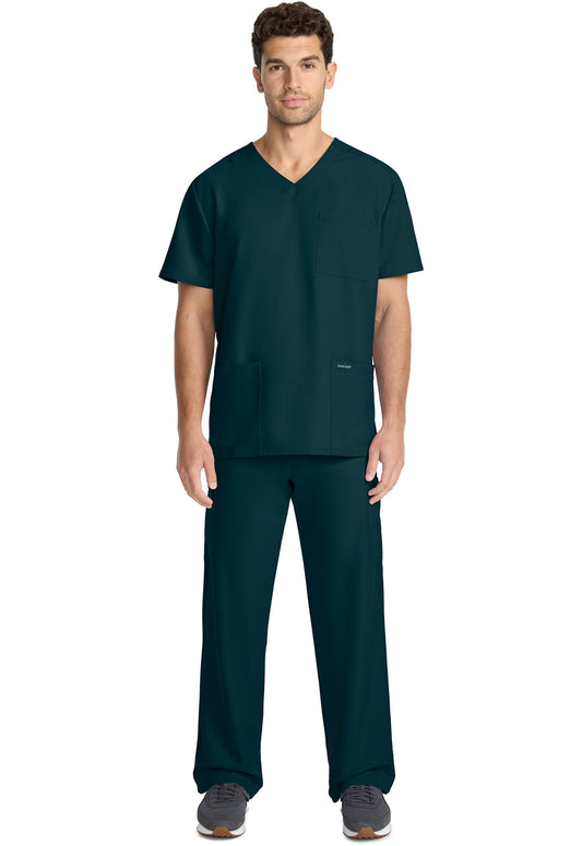 Workwear Originals Ultra CK783A Men's 3-Pocket V-Neck Scrub Top Caribbean Blue
