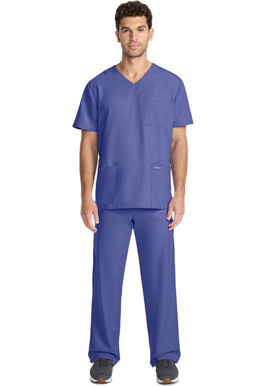 Workwear Originals Ultra CK783A Men's 3-Pocket V-Neck Scrub Top Ciel Blue