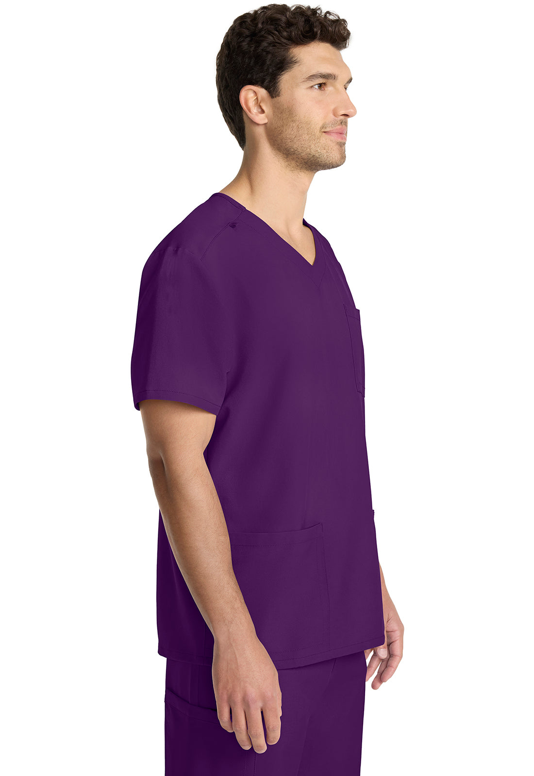 Workwear Originals Ultra CK783A Men's 3-Pocket V-Neck Scrub Top Eggplant