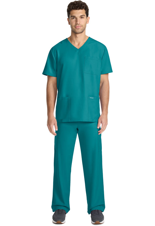 Workwear Originals Ultra CK783A Men's 3-Pocket V-Neck Scrub Top Teal Blue