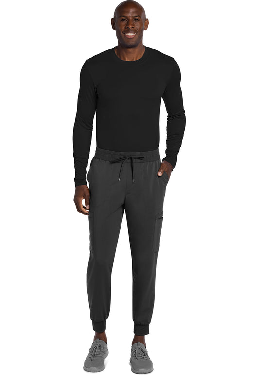 Basics CK807 Men's Men's Long Sleeve Underscrub Knit Tee Black