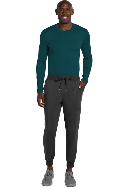 Basics CK807 Men's Men's Long Sleeve Underscrub Knit Tee Caribbean Blue
