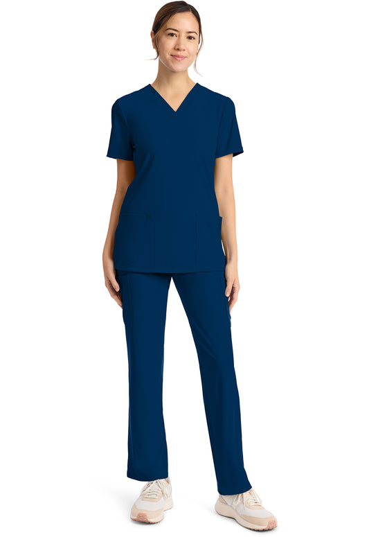 Achieve CK832 Women's 2-Pocket V-Neck Scrub Top Navy