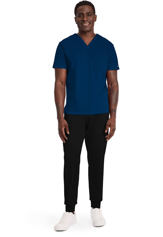 Achieve CK834 Men's 1-Pocket Tuck-In Scrub Top Navy