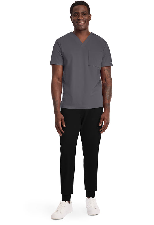 Achieve CK834 Men's 1-Pocket Tuck-In Scrub Top Pewter