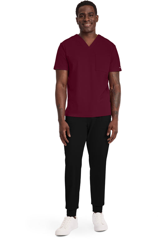 Achieve CK834 Men's 1-Pocket Tuck-In Scrub Top Wine