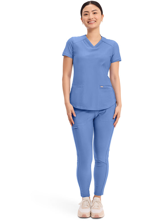 Form CK840 Women's V-Neck Scrub Top Ciel Blue