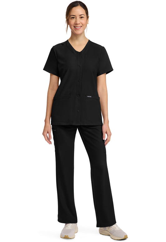 Workwear Originals Ultra CK844A Women's 2-Pocket Snap-Front Scrub Top Black