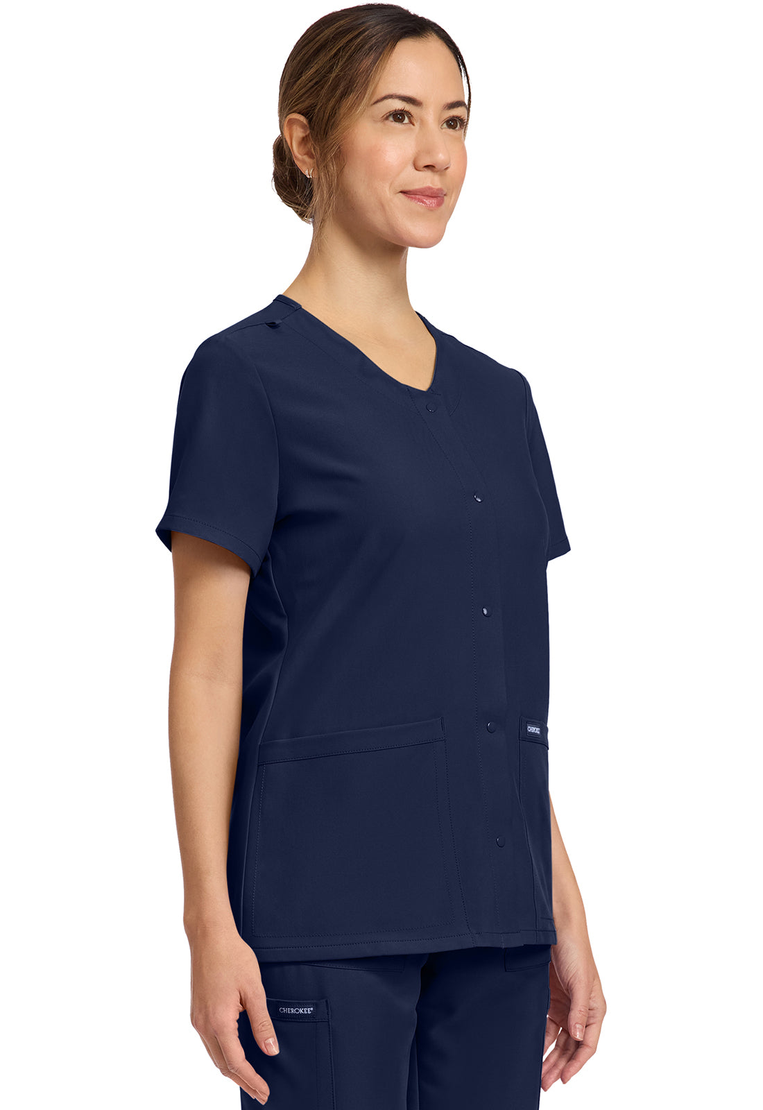 Workwear Originals Ultra CK844A Women's 2-Pocket Snap-Front Scrub Top Navy