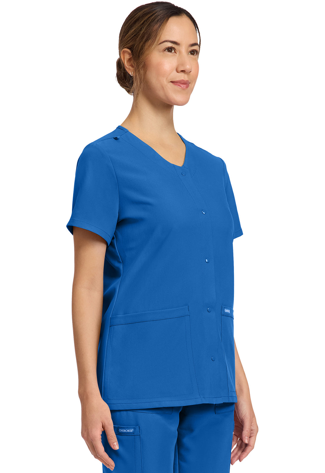 Workwear Originals Ultra CK844A Women's 2-Pocket Snap-Front Scrub Top Royal