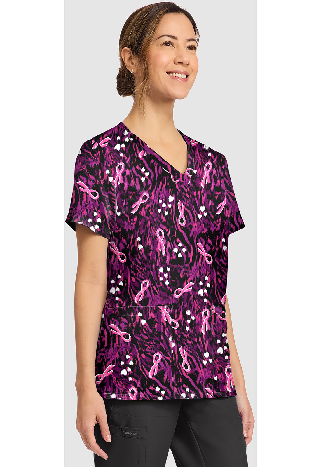 Genuine CK856 Women's Print V-Neck Scrub Top Untamed Care