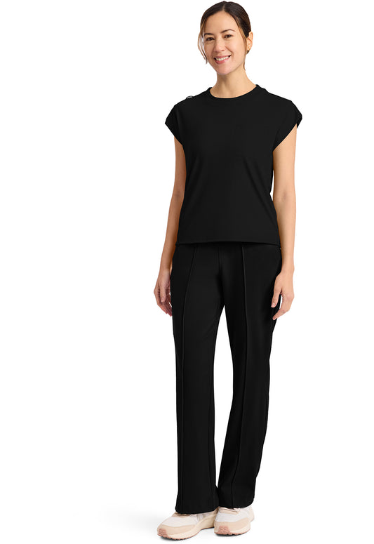 Achieve CK936 Women's 1-Pocket Crew Neck Scrub Top Black