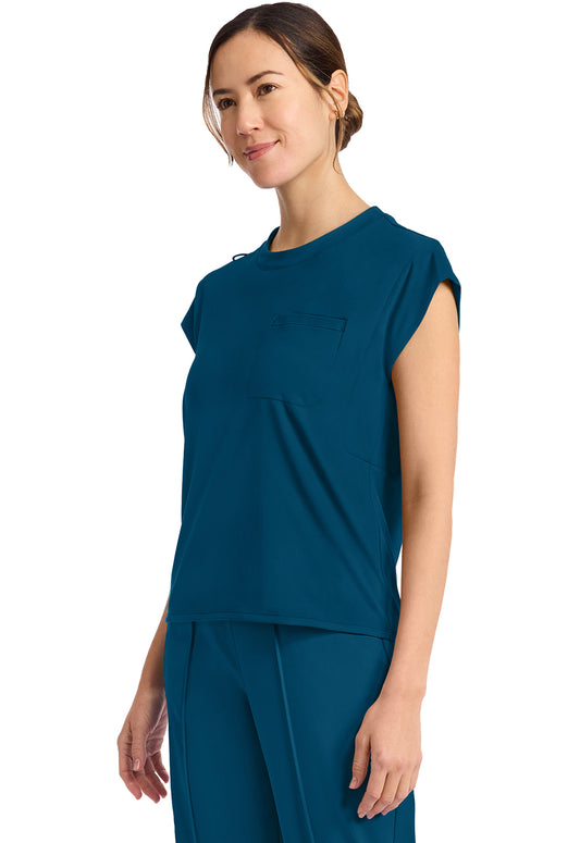 Achieve CK936 Women's 1-Pocket Crew Neck Top Caribbean Blue