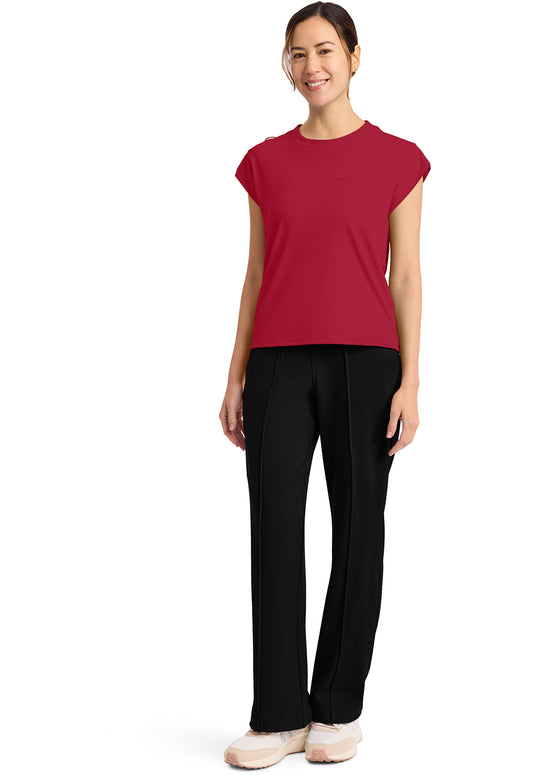 Achieve CK936 Women's 1-Pocket Crew Neck Scrub Top Red