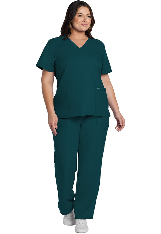 Workwear Originals Ultra CK953A Women's V-Neck Scrub Top Caribbean Blue