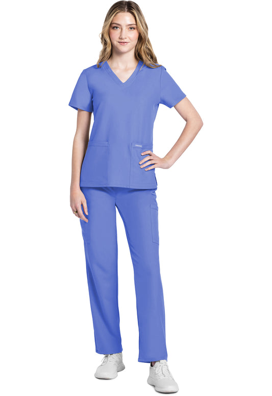 Workwear Originals Ultra CK953A Women's V-Neck Scrub Top Ciel Blue