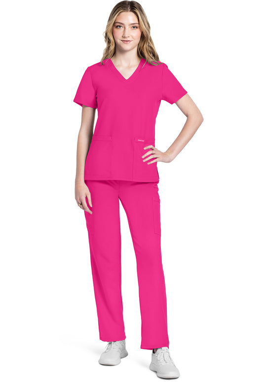 Workwear Originals Ultra CK953A Women's V-Neck Scrub Top Electric Pink