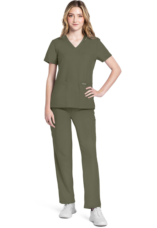 Workwear Originals Ultra CK953A Women's V-Neck Scrub Top Olive