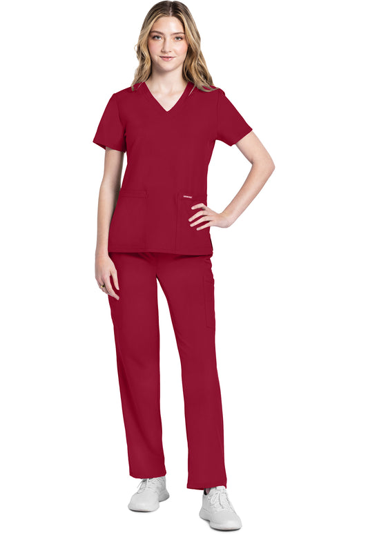 Workwear Originals Ultra CK953A Women's V-Neck Scrub Top Red