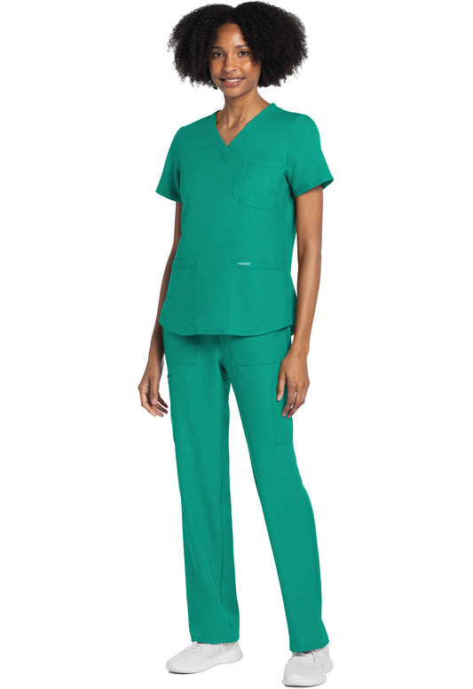 Workwear Originals Ultra CK961A Women's V-Neck Scrub Top Teal Blue