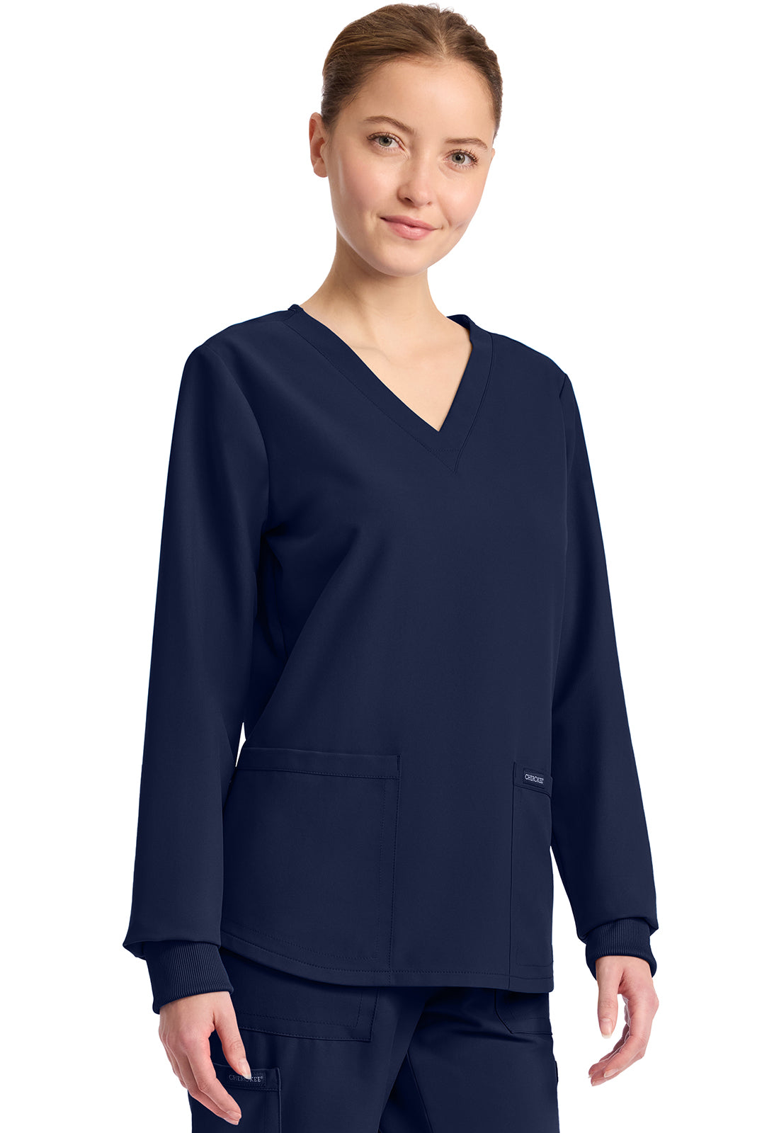 Workwear Originals Ultra CK962A Women's Long Sleeve Modesty Scrub Top Navy