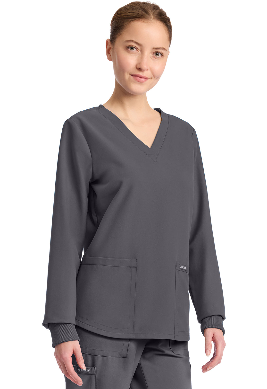 Workwear Originals Ultra CK962A Women's Long Sleeve Modesty Scrub Top Pewter