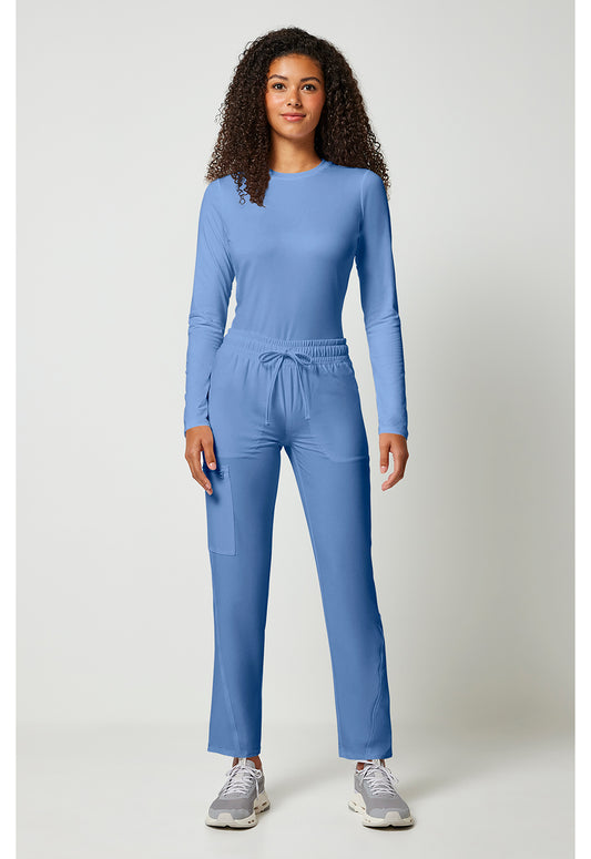 Allura CKA184 Women's Mid Rise Drawstring Tapered Leg Scrub Pants Ciel Blue